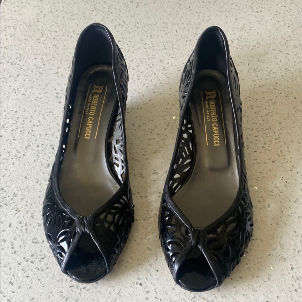 Elegant Black Heels with Intricate Design